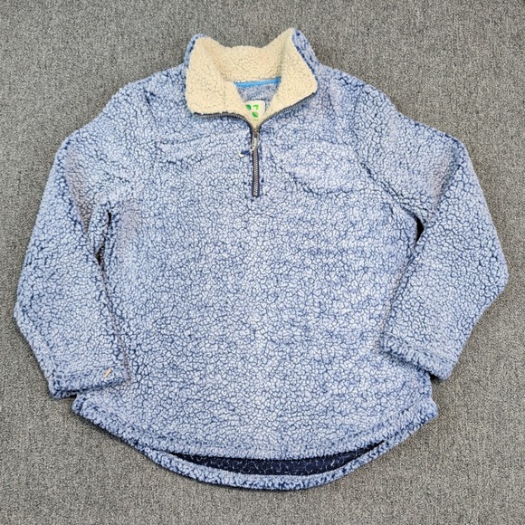 GreenTea Gorpcore Sherpa Fleece Quarter Zip Pullover XL Blue Teddy Cozy Outdoor — photo 2